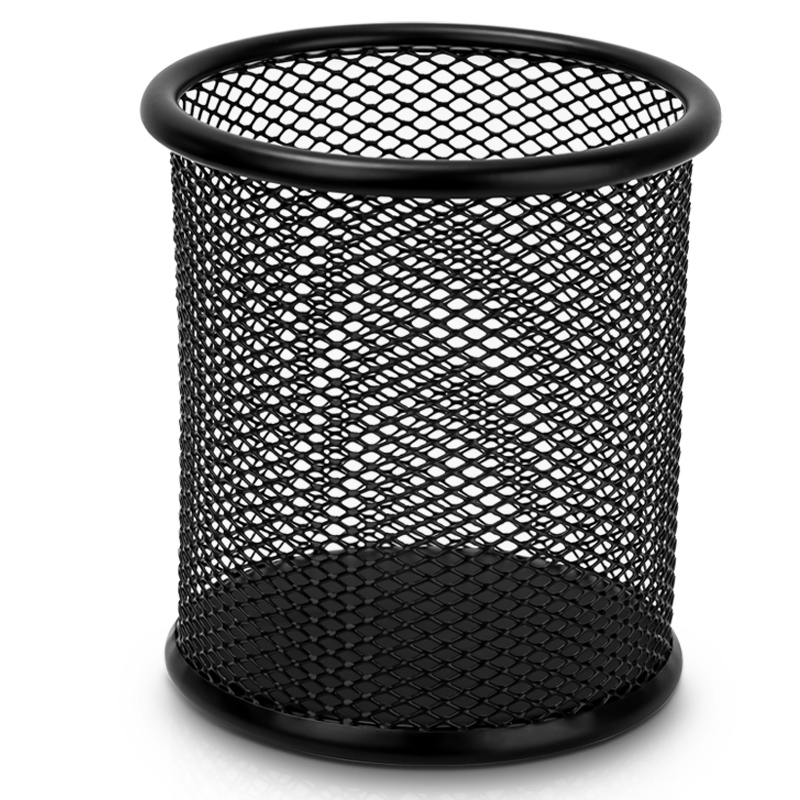 金属网纹圆形笔筒