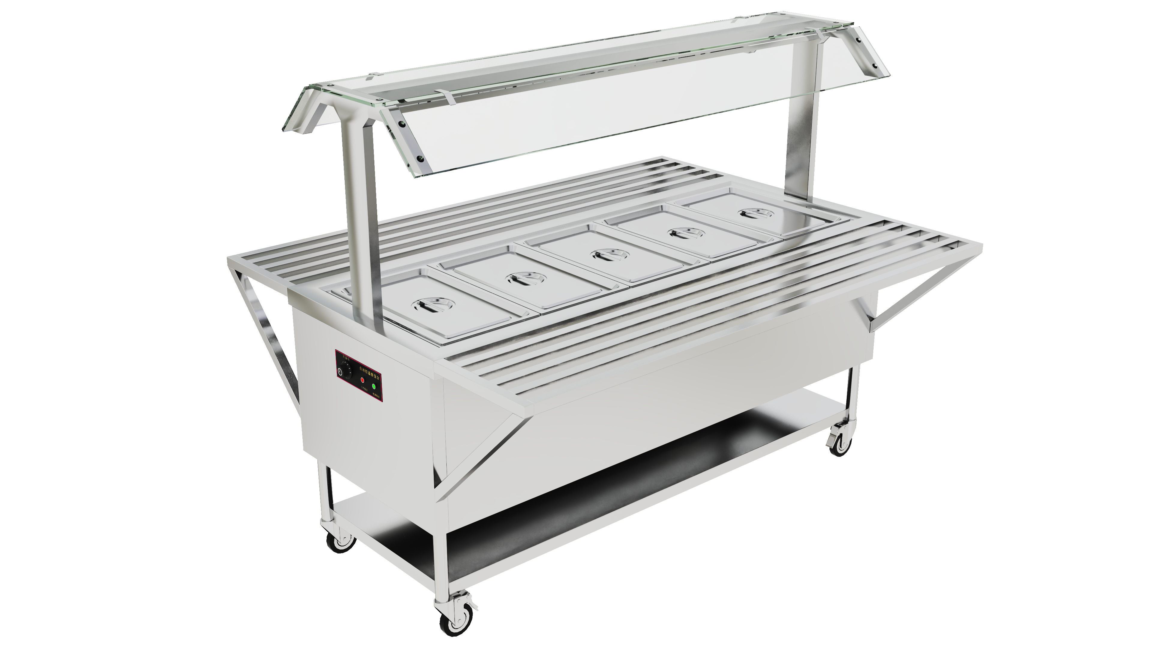 四格数保温售菜台带玻璃罩