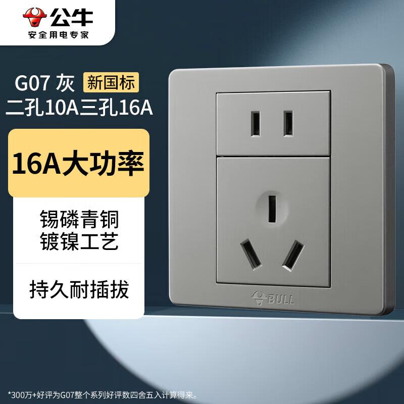 公牛 插座 86型 五孔 10A 16A