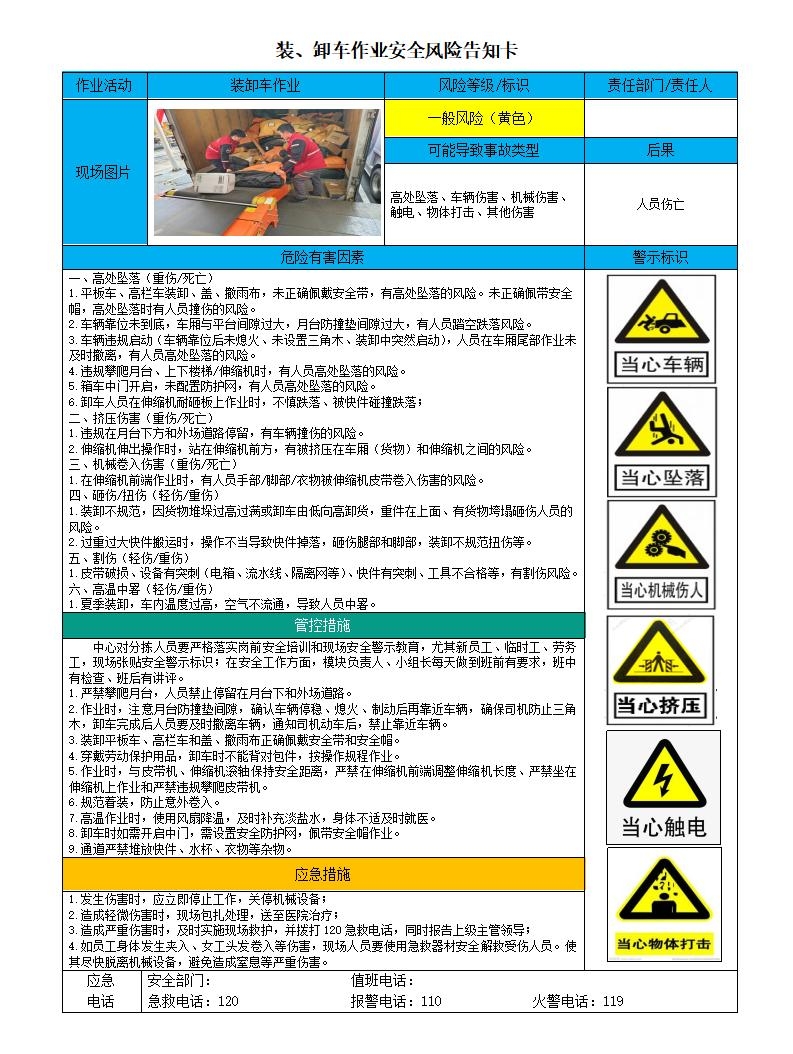 安全风险告知卡编号7